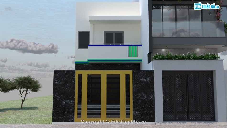 Sketchup nhà phố,Sketchup nội thất,Mẫu nhà phố,Model Sketchup nhà phố,File sketchup nhà phố